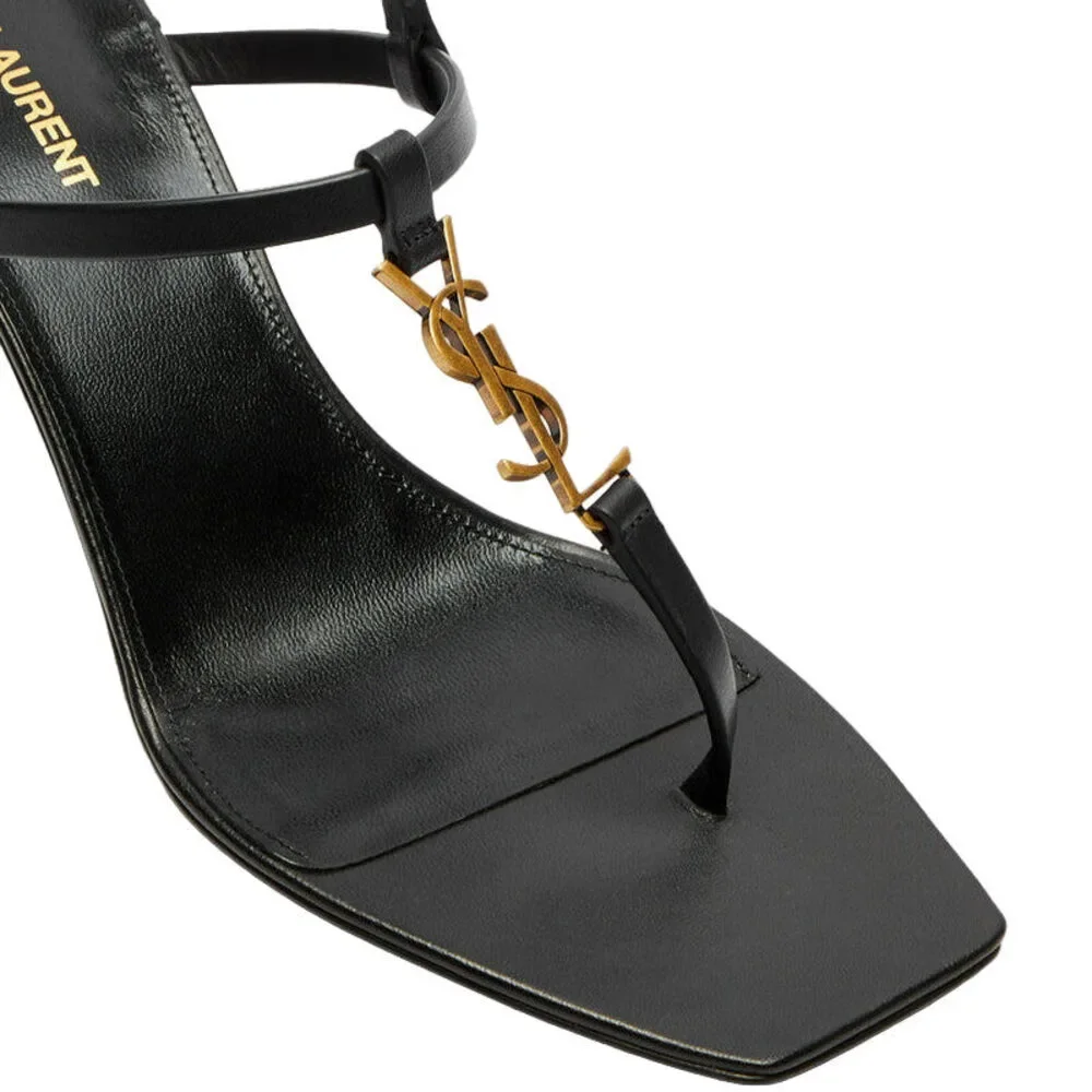 YSL Women's 60mm Cassandra Leather Sandals Black - Picture 4 of 7